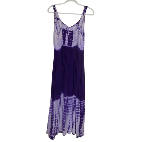 Purple &‎ White Tie-Dye Maxi Dress Flowy Hippie Boho Sundress Sexy One size Cute - Picture 2 of 3